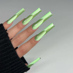 24pcs Gradient Ballet False Y2k Nails Press On Long Coffin French Nail Tips Full Cover Acrylic Fake Nails Stickers