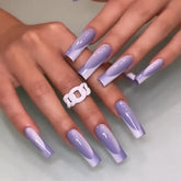 24pcs Gradient Ballet False Y2k Nails Press On Long Coffin French Nail Tips Full Cover Acrylic Fake Nails Stickers