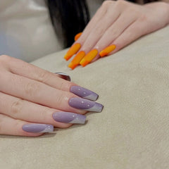 24pcs Gradient Ballet False Y2k Nails Press On Long Coffin French Nail Tips Full Cover Acrylic Fake Nails Stickers