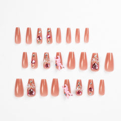 Black Comic Hand Drawn Pattern Wearable Nail Art Glossy Purple Long Ballet Detachable Finished False Nails Press on Nails